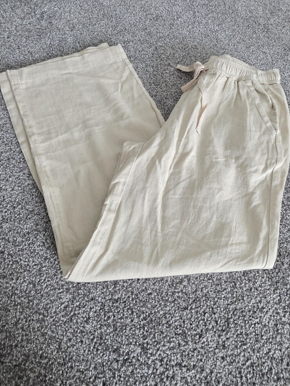 Briggs New York Beige Drawstring Wide-Leg Pants - Picture 3 of 6